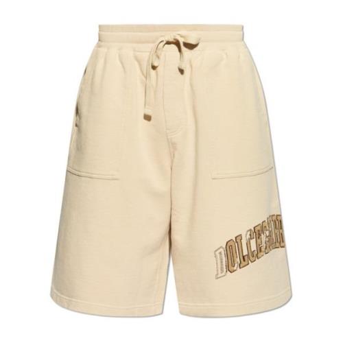 Shorts met logo Dolce & Gabbana , Beige , Heren