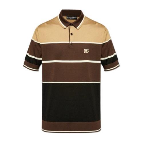 Polo met logo Dolce & Gabbana , Brown , Heren