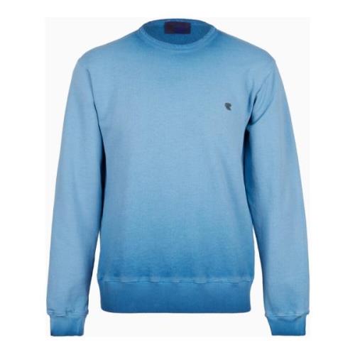 Effen Geverde Crew-Neck Katoenen Sweatshirt Gallo , Blue , Unisex