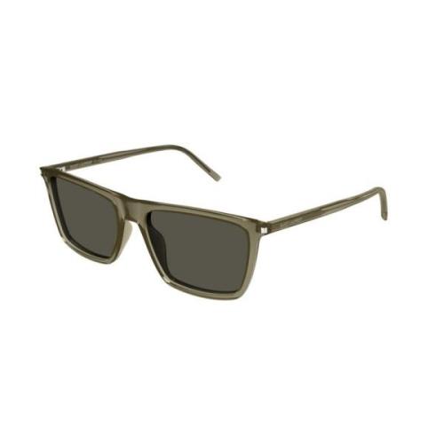 Bruin Montuur Grijze Lens Zonnebril Saint Laurent , Green , Unisex