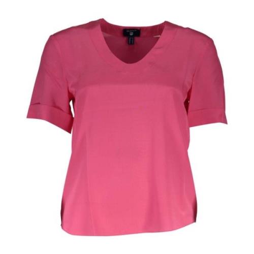 Roze Zijden V-Hals Tops Gant , Pink , Dames