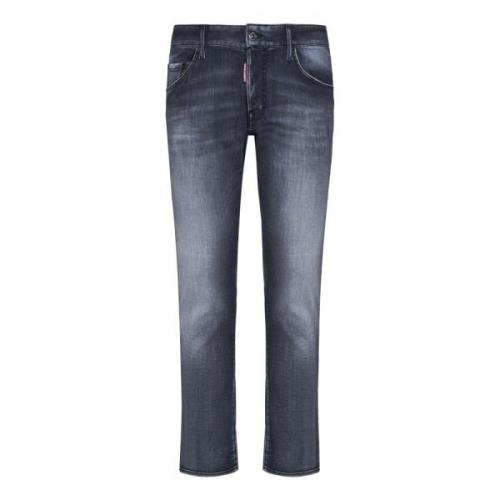 Zwarte Slim-Fit Gebruikte-Was Denim Jeans Dsquared2 , Black , Heren