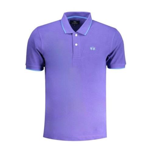Polo Shirt met Contrast en Borduursel La Martina , Purple , Heren