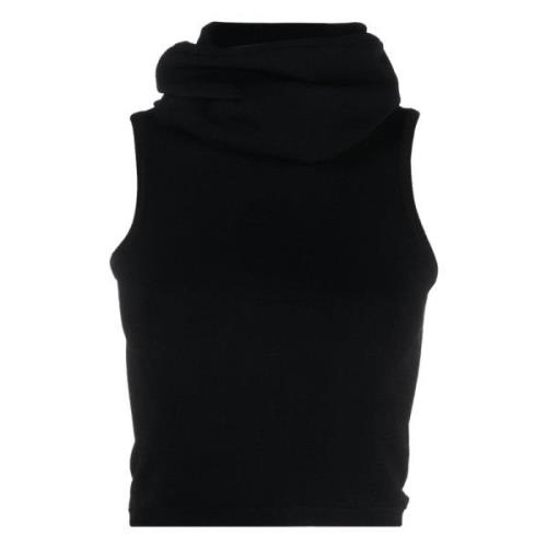 Gebreide Hoodie Crop Top Alaïa , Black , Dames