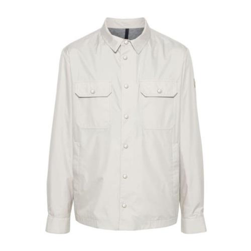 Witte textuurjas met appliqué-logo Moncler , White , Heren