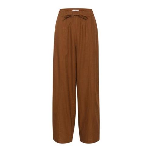 Linnen Broek Sorrel Horse Losse Pasvorm Gestuz , Brown , Dames