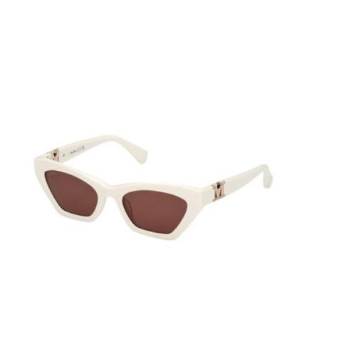 Wit Frame Bruine Lens Zonnebril Max Mara , White , Unisex