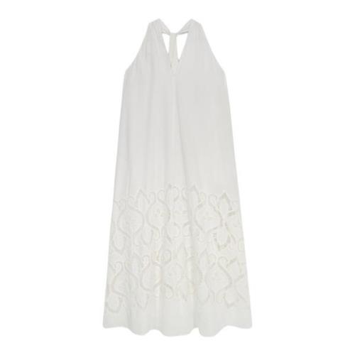 Maxi jurk met gehaakt borduursel Oltre , White , Dames