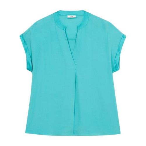 Viscose blouse met korte mouwen Oltre , Green , Dames