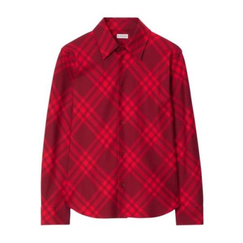 Geruite Flanellen Shirt Knoopsluiting Klassieke Kraag Burberry , Red ,...