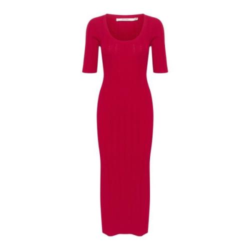 Lange Jurk Perzisch Rood Silm-Fit Silhouet Gestuz , Red , Dames