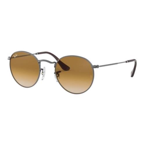 Round Metal Zonnebril in Ruthenium/Light Brown Ray-Ban , Brown , Heren