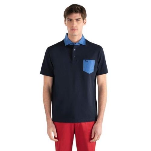 Heren Casual Polo met Contrastzak Harmont & Blaine , Blue , Heren