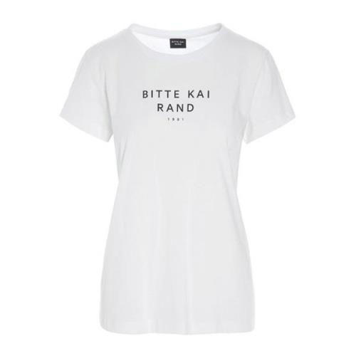 Wit Logo Korte Mouw T-shirt Bitte Kai Rand , White , Dames