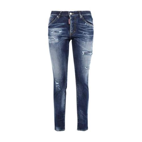 Geschilderde spatten cropped jeans Dsquared2 , Blue , Dames