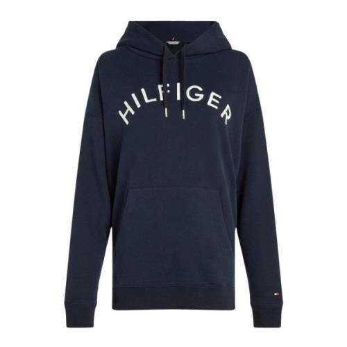 Hoodie met Front Logo Tommy Hilfiger , Blue , Dames