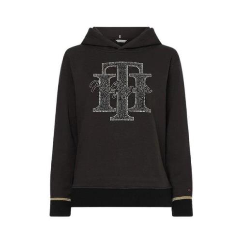 Biologische katoenen hoodie met monogram Tommy Hilfiger , Black , Dame...