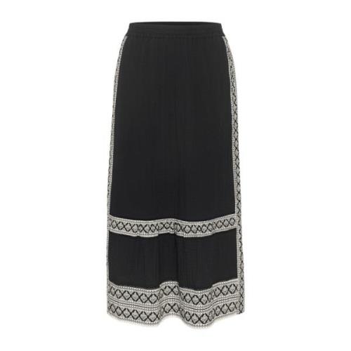 Zwarte Border Print Rok Part Two , Black , Dames