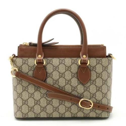 Pre-owned Canvas totes Gucci Vintage , Beige , Dames