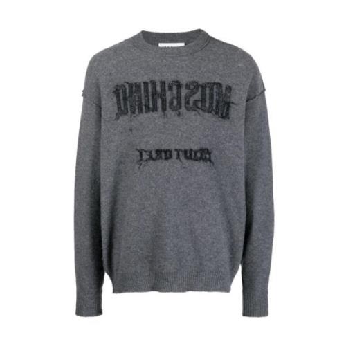 Donkergrijze Gebreide Trui Moschino , Gray , Heren