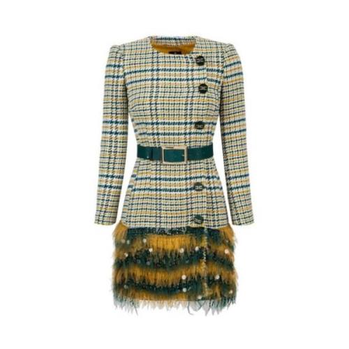 Tartan Katoenen Jurk met Riem Elisabetta Franchi , Multicolor , Dames