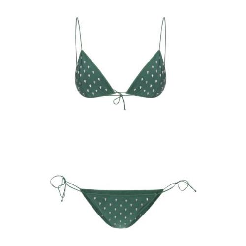 Groene Rhinestone Bikini Set Oseree , Green , Dames