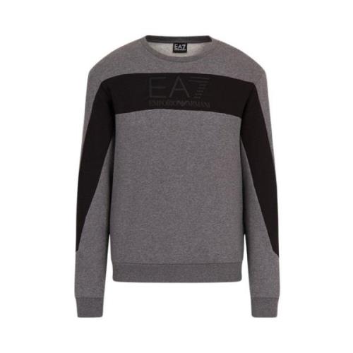 Heren Logo Sweater Emporio Armani EA7 , Gray , Heren