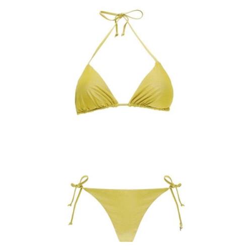 Gele Sea Lurex Bikini Driehoek Top Fisico , Yellow , Dames