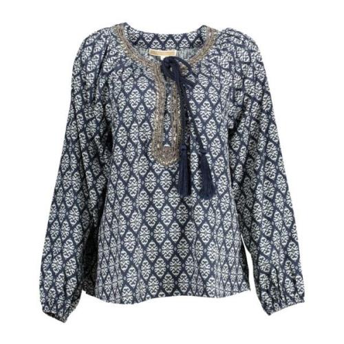 Blauwe Polyester Shirt met Lange Mouwen Kocca , Multicolor , Dames