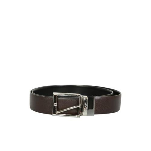 Gegraveerde Leren Riem Bruin/Zwart Canali , Black , Heren