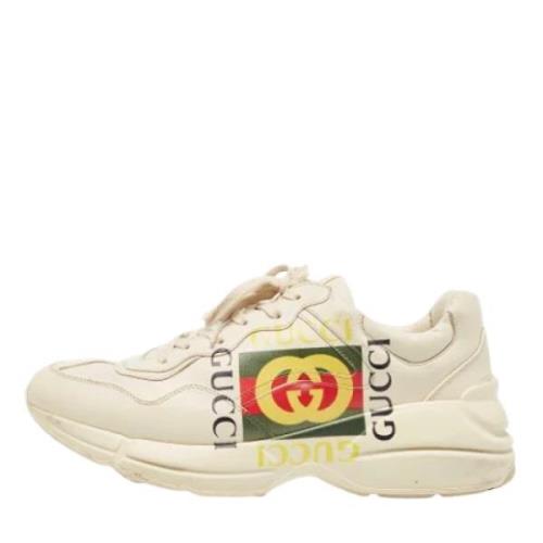 Pre-owned Leather sneakers Gucci Vintage , White , Heren