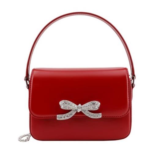 Rode Leren Handtas met Strass Self Portrait , Red , Dames