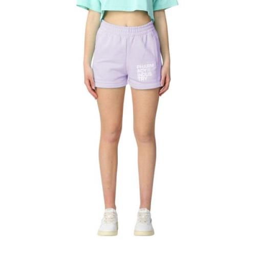 Katoenen Shorts met Brand Logo Pharmacy Industry , Purple , Dames