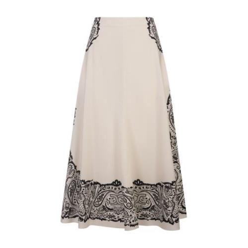 Flared Midi Rok met Bandana Print Chloé , White , Dames