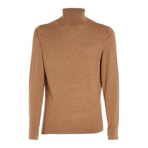 Heren Turtleneck Trui Wolmix Calvin Klein , Brown , Heren