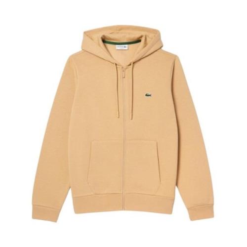 Zip Jogger Sweatshirt met Kangaroo Zak Lacoste , Beige , Heren