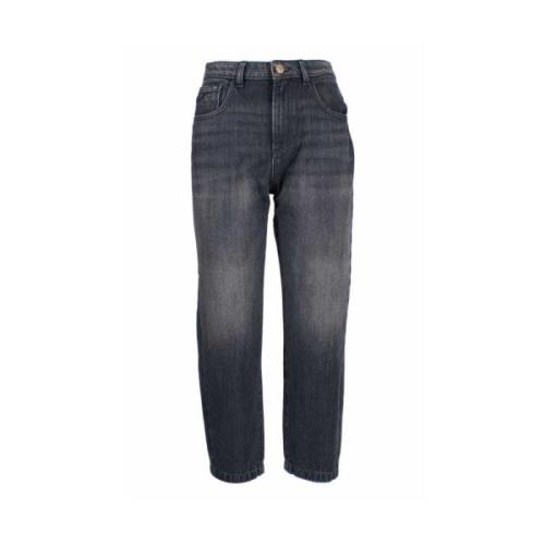 Hoge Taille Zwarte Denim Jeans YES ZEE , Black , Dames