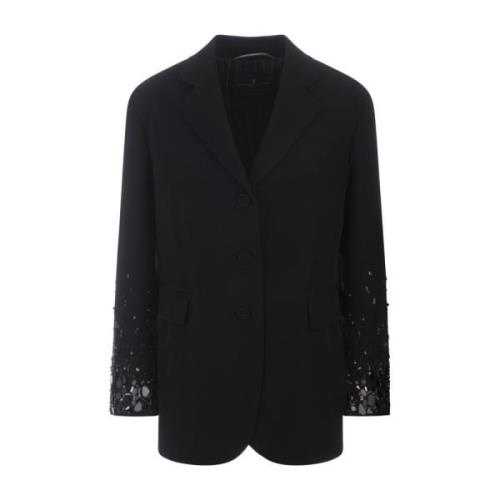 Zwarte single-breasted jas met spiegels Ermanno Scervino , Black , Dam...