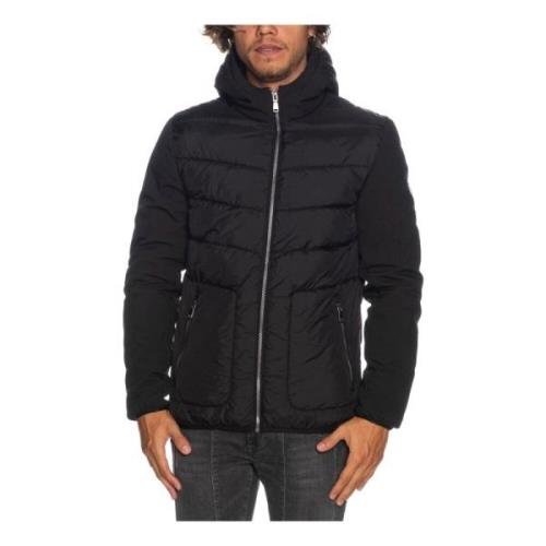 Heren gewatteerde jas met capuchon YES ZEE , Black , Heren