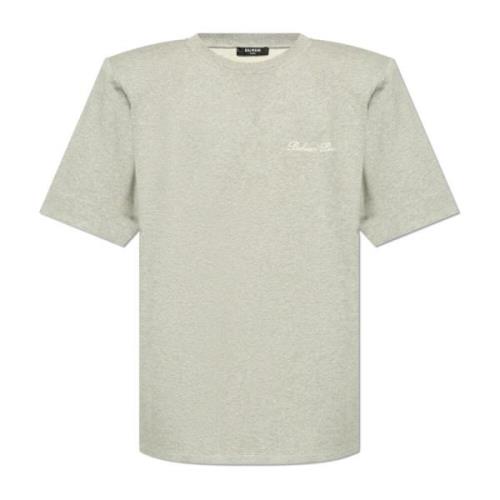 T-shirt met logo Balmain , Gray , Heren