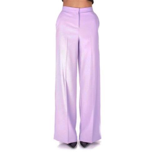 Elegant Wide Leg Crepe Pants Pinko , Purple , Dames