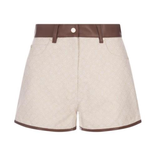 Witte Broek met Gouden Logo Casablanca , Beige , Dames