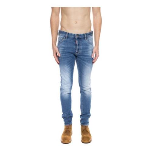 Blauwe Distressed Skinny Jeans Dsquared2 , Blue , Heren