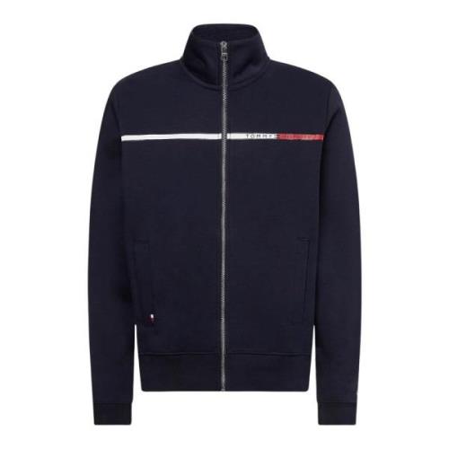 Heren Zip Logo Sweatshirt Tommy Hilfiger , Blue , Heren