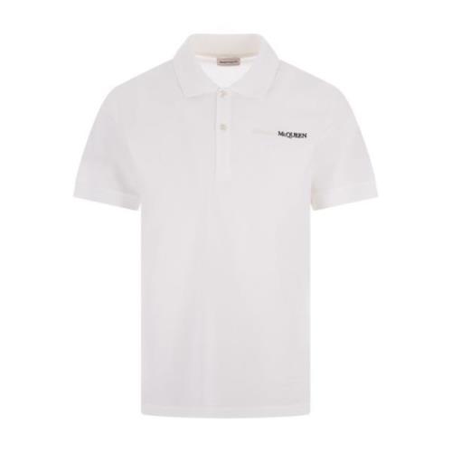 Witte Polo Shirt met Logo Alexander McQueen , White , Heren