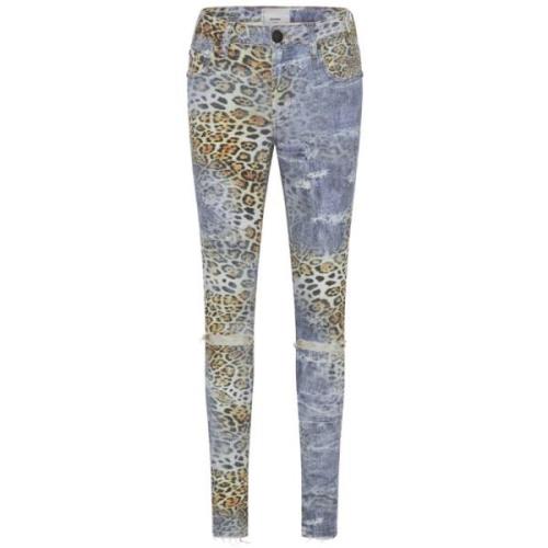Leopard Print Skinny Jeans One Teaspoon , Multicolor , Dames