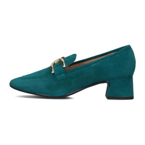 Blauwe Suède Loafers met Gouden Accent Unisa , Blue , Dames