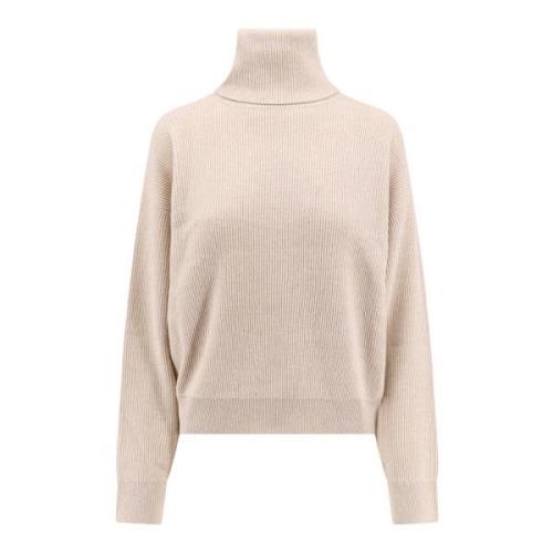 Luxe Cashmere Silk Turtleneck Sweater Brunello Cucinelli , Beige , Dam...