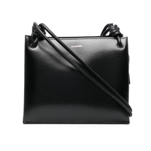 Zwarte Leren Schoudertas Jil Sander , Black , Dames