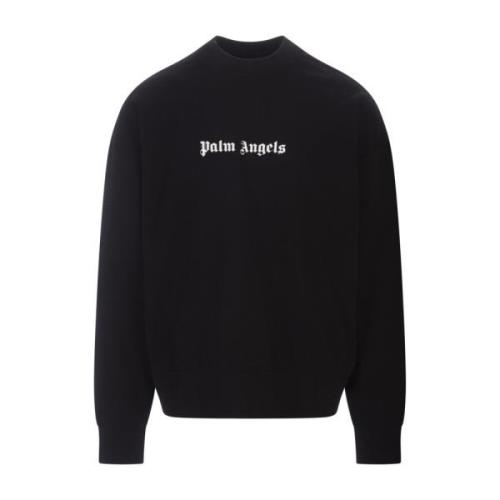 Zwart Crewneck Sweatshirt met Logo Print Palm Angels , Black , Heren